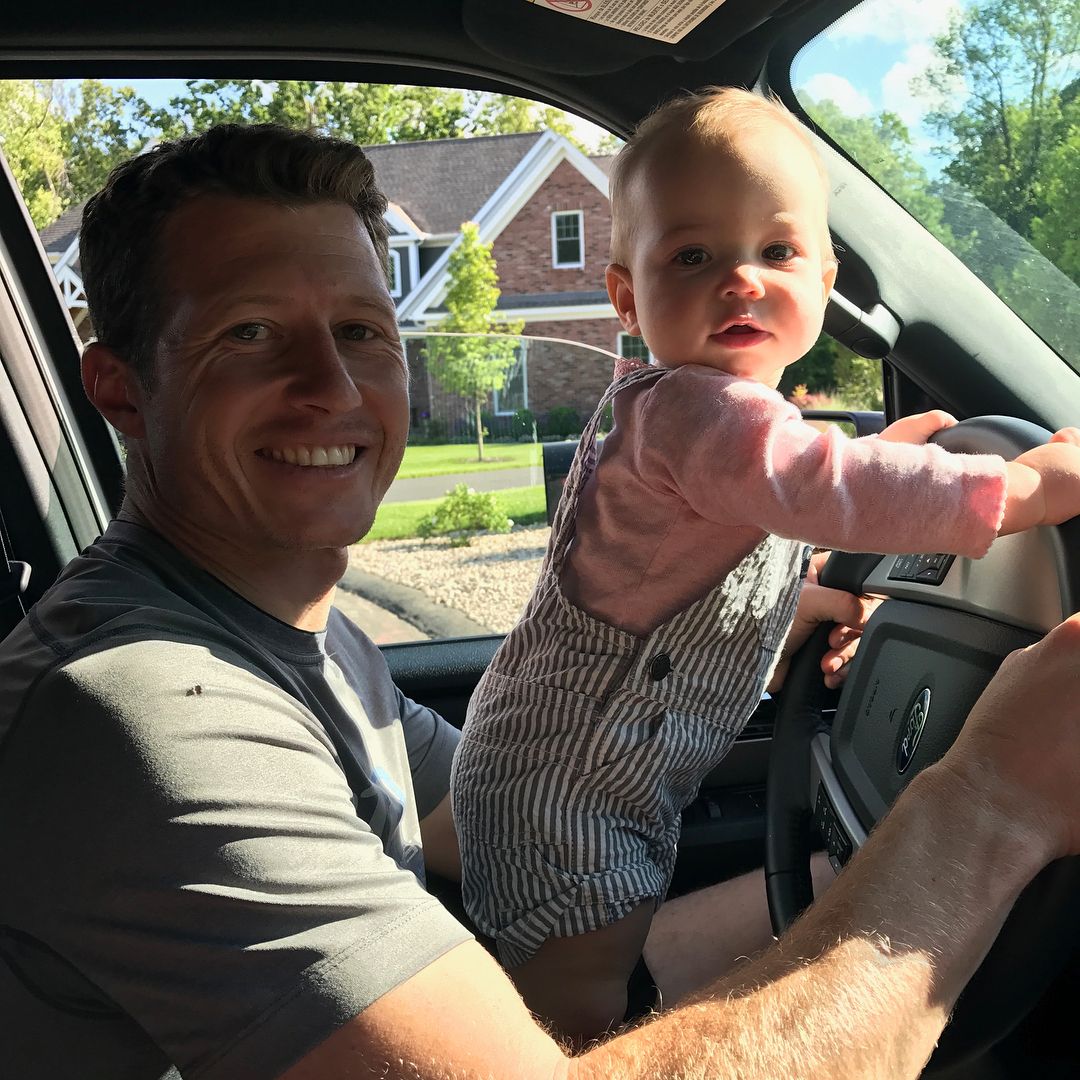 Baby Blake with Daddy on his car!